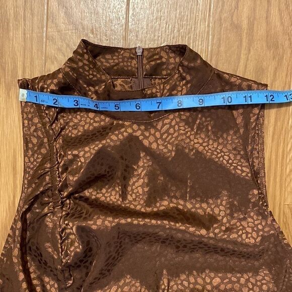 SHEIN Women’s Brown Ruched  Sleeveless Midi Dress (Size Large) NWT - Picture 7 of 12